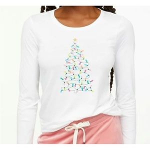 J Crew Factory Collector Tee Christmas Tree Lights Long Sleeve Shirt New S Xmas
